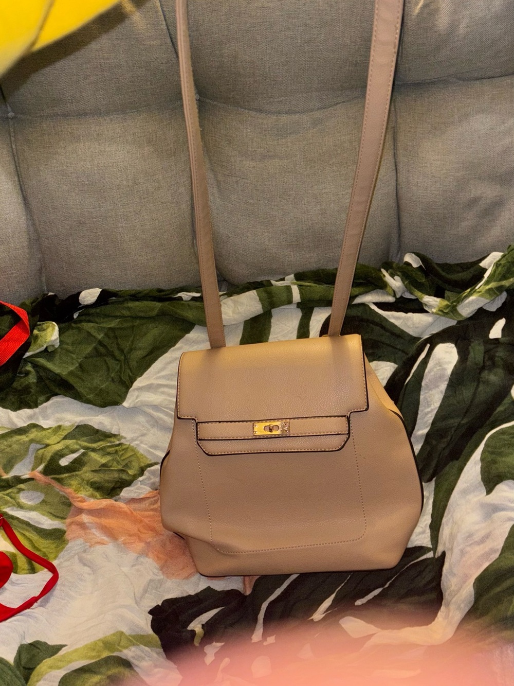Tan Beige Convertible Backpack Shoulder Bag Purse – Brand Unknown